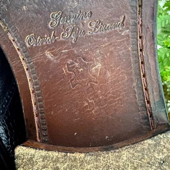 Vtg Exotic Teju Lizard Ostrich Skin David Eden Mens 11 Oxfords Dress Shoes Black - Picture 10 of 12